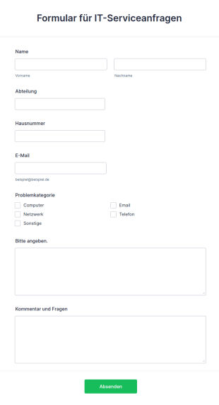 Formular Für IT Serviceanfragen