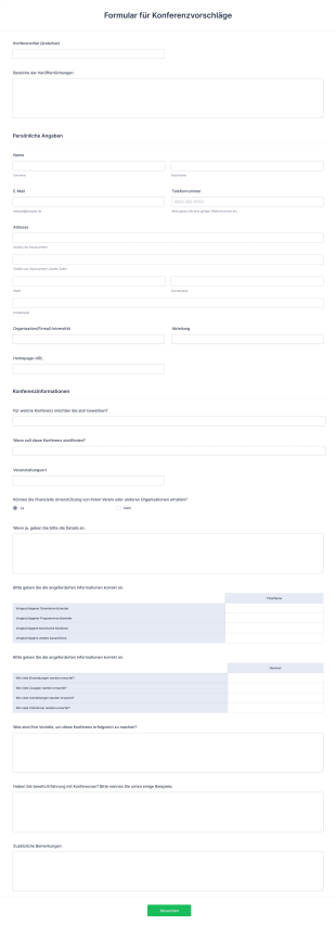 Formular Für Konferenzvorschläge Form Template