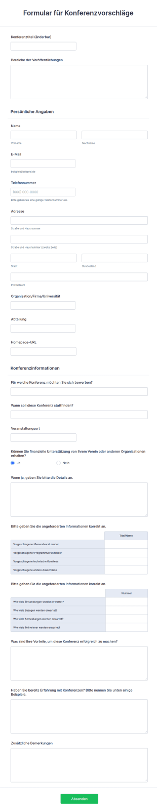 Formular Für Konferenzvorschläge