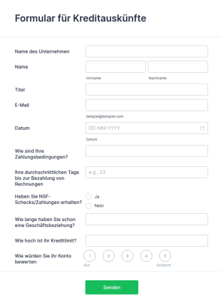 Formular Für Kreditauskünfte