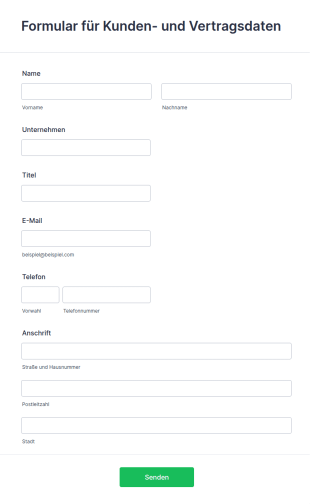 Formular Für Kunden Und Vertragsdaten