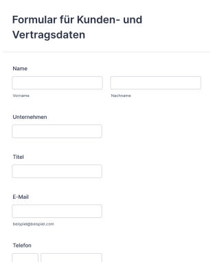 Formular Für Kunden Und Vertragsdaten