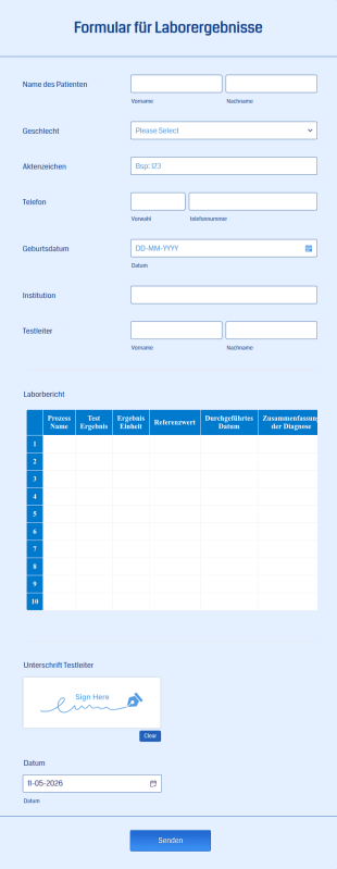 Formular Für Laborergebnisse