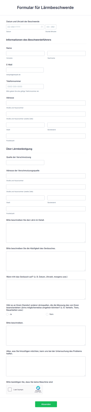 Formular Für Lärmbeschwerde