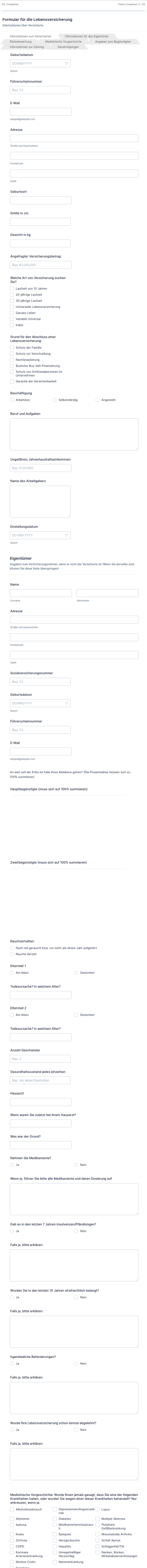 Formular Für Lebensversicherung