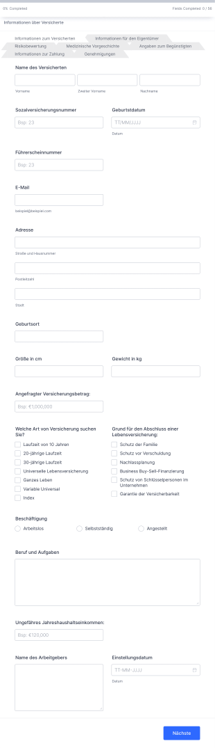 Formular Für Lebensversicherung Form Template