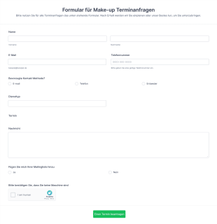 Formular Für Make Up Terminanfragen Form Template