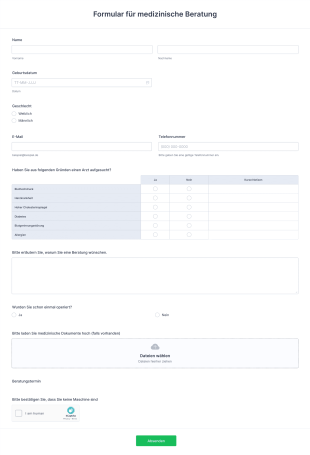 Formular Für Medizinische Beratung Form Template