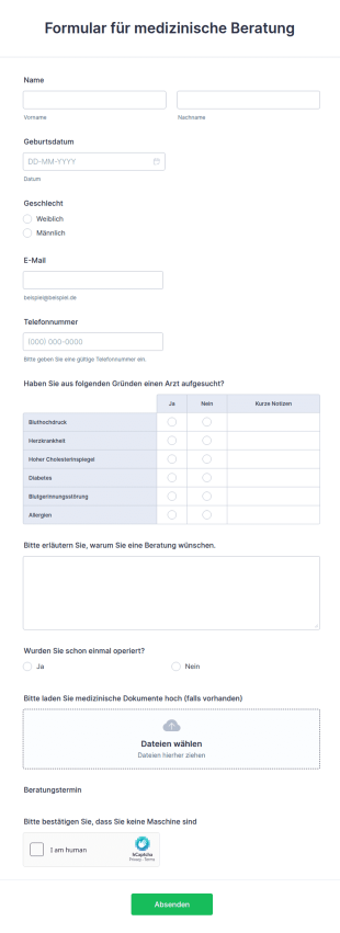 Formular Für Medizinische Beratung