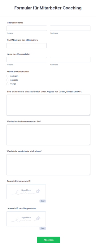 Formular Für Mitarbeiter Coaching