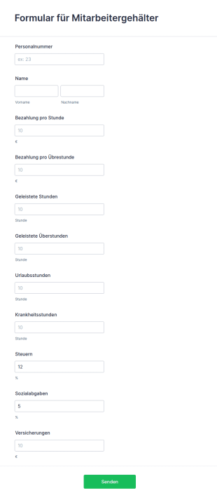 Formular Für Mitarbeitergehälter