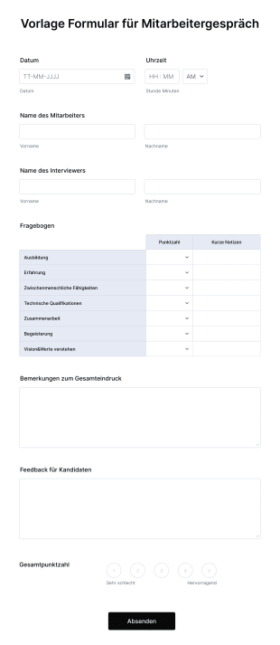 Vorlage Formular Für Mitarbeitergespräch