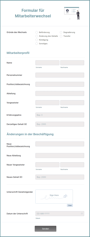 Formular Für Mitarbeiterwechsel