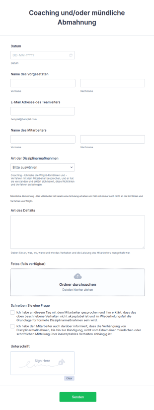 Formular Für Mündliche Abmahnung
