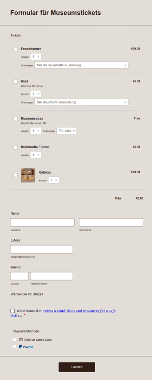 Formular Für Museumstickets