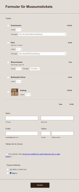 Formular Für Museumstickets