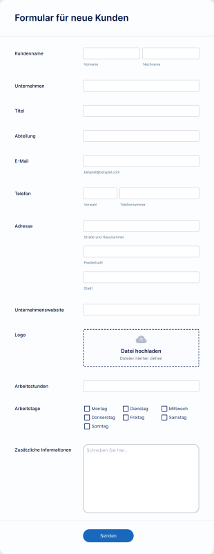 Formular Für Neue Kunden Form Template