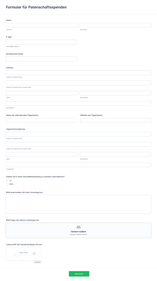Formular Für Patenschaftsspenden Form Template