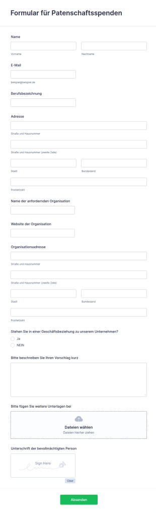 Formular Für Patenschaftsspenden