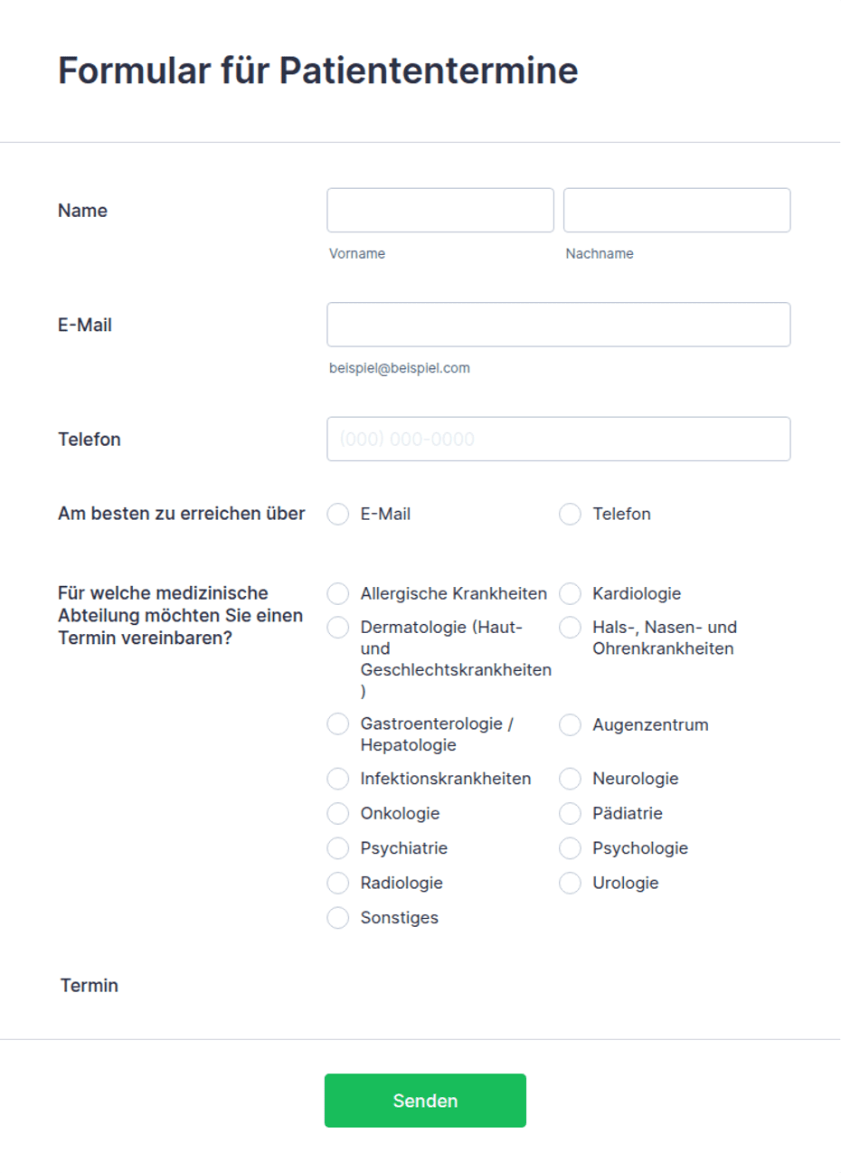 Formular für Patiententermine Formularvorlage | Jotform