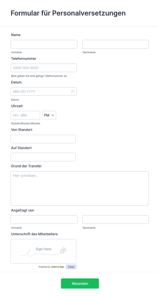 Formular Für Personalversetzungen