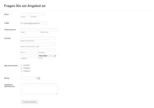 Formular Für Produktangebote Form Template