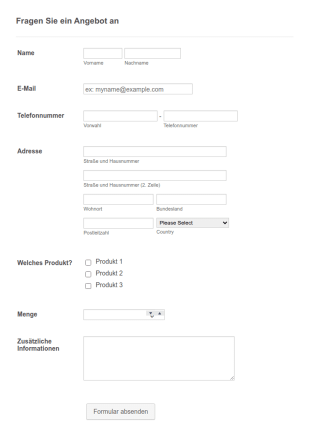 Formular Für Produktangebote