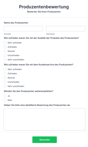 Formular Für Produzentenbewertung