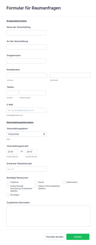 Formular Für Raumanfragen
