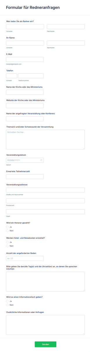 Formular Für Redneranfragen