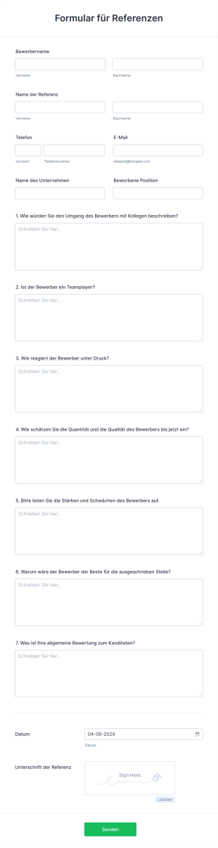 Formular Für Referenzen Form Template