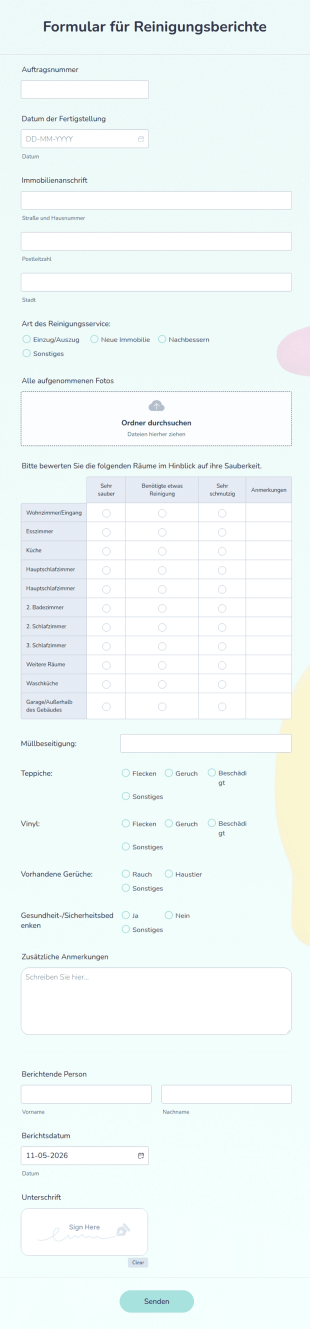 Formular Für Reinigungsberichte