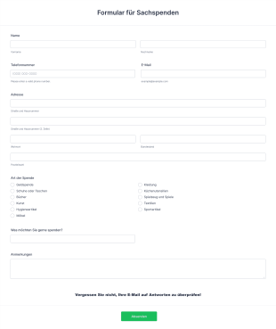 Formular Für Sachspenden Form Template