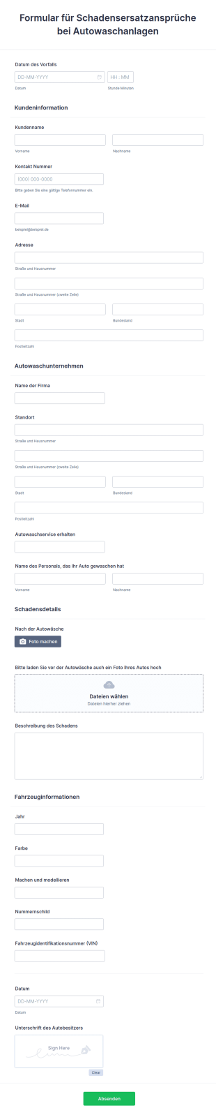 Formular Für Schadensersatzansprüche Bei Autowaschanlagen