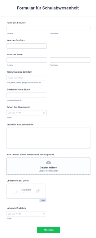 Formular Für Schulabwesenheit