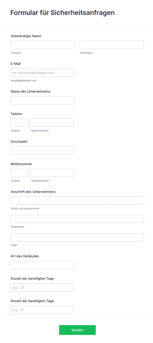 Formular Für Sicherheitsanfragen