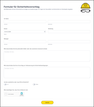 Formular Für Sicherheitsvorschlag Form Template