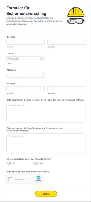 Formular Für Sicherheitsvorschlag