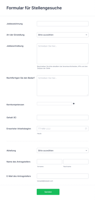 Formular Für Stellengesuche Form Template