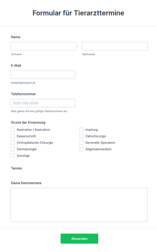 Formular Für Tierarzttermine