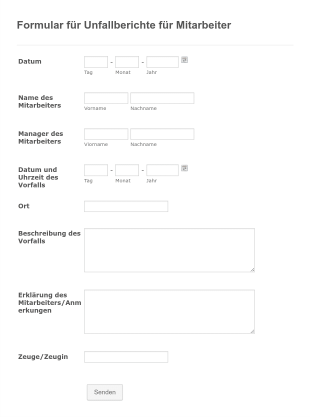 Formular Für Unfallberichte Für Mitarbeiter Form Template