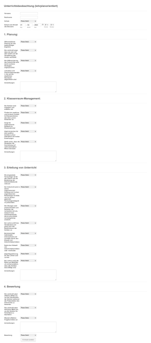 Formular Für Unterrichtsbeobachtung Form Template