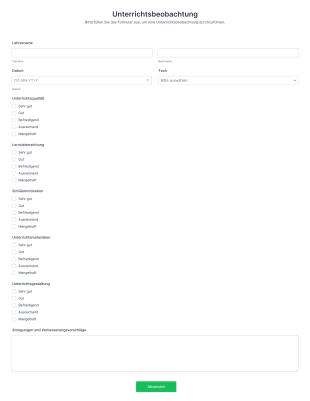 Formular Für Unterrichtsbeobachtung Form Template