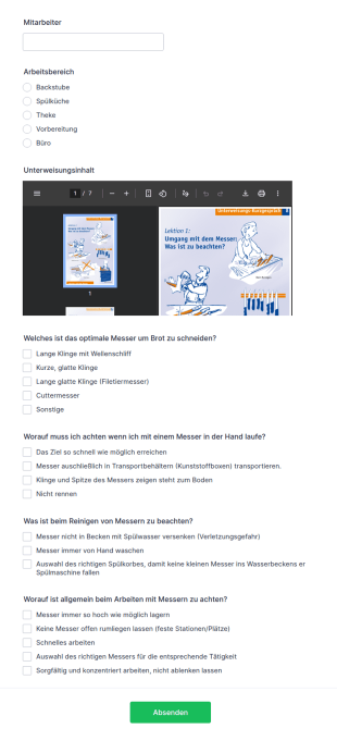 Formular Für Unterweisung Messer
