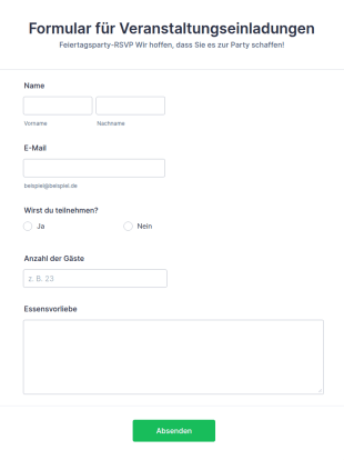 Formular Für Veranstaltungseinladungen