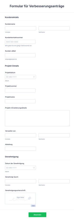 Formular Für Verbesserungsanträge