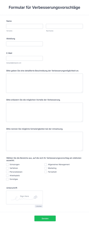 Formular Für Verbesserungsvorschläge Von Mitarbeitern Form Template