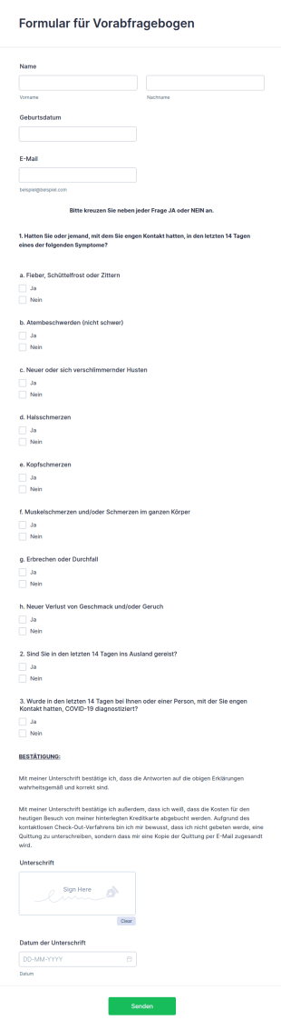 Formular Für Vorabfragebogen