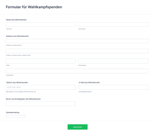 Formular Für Wahlkampfspenden Form Template