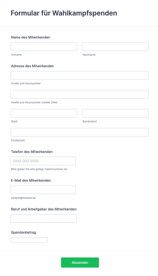 Formular Für Wahlkampfspenden